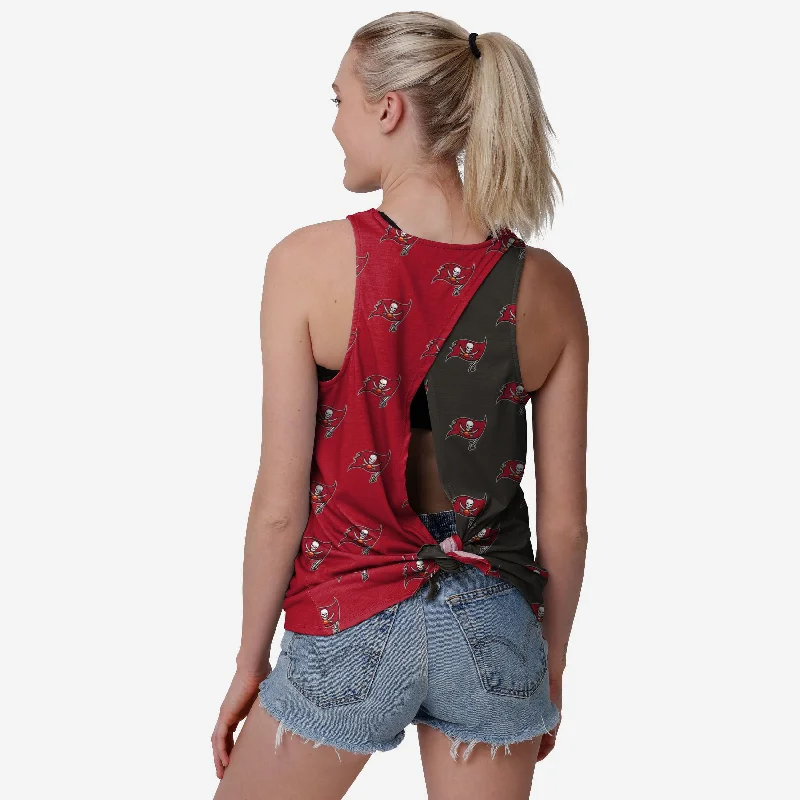 Tampa Bay Buccaneers Womens Wordmark Mini Print Tie-Breaker Sleeveless Top Refined Women's 