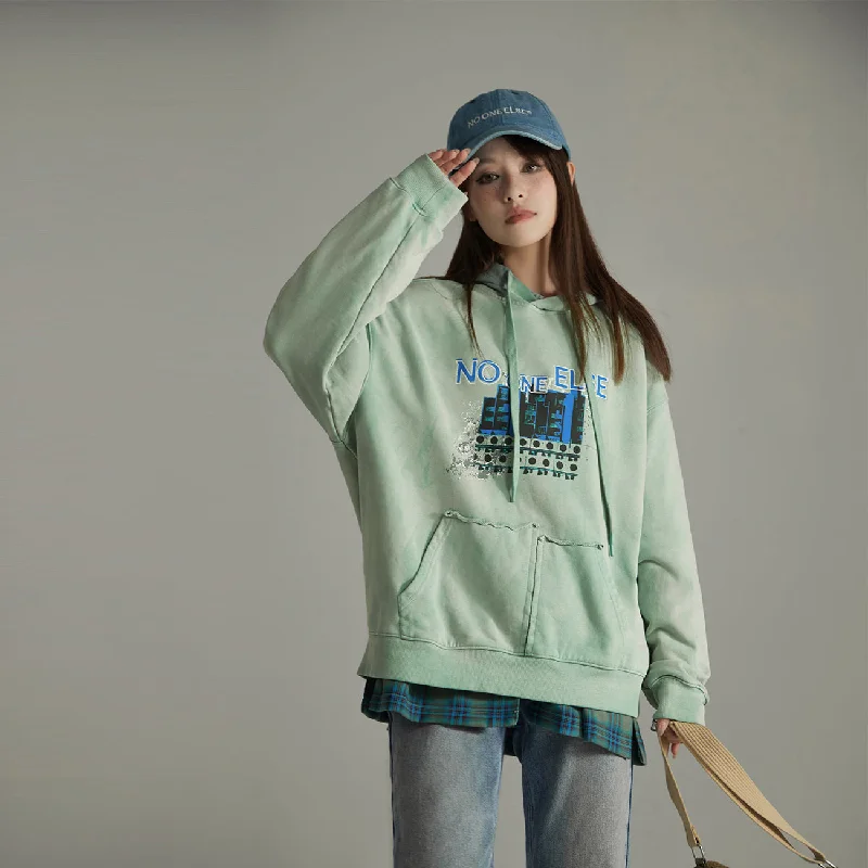 Noe Lettering Vintage Hoodie Refined Women's Hand - crafted