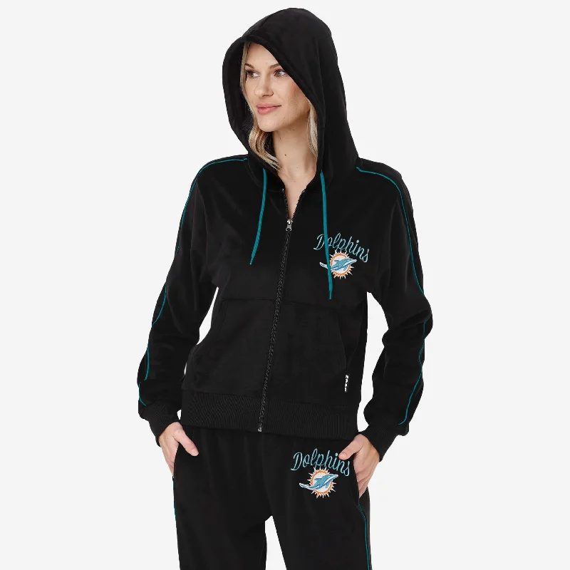 Miami Dolphins Womens Velour Zip Up Top Relaxed Women's Beachy