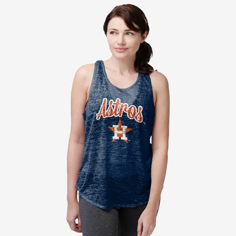 Houston Astros Womens Burn Out Sleeveless Top Traditional Women's Wool