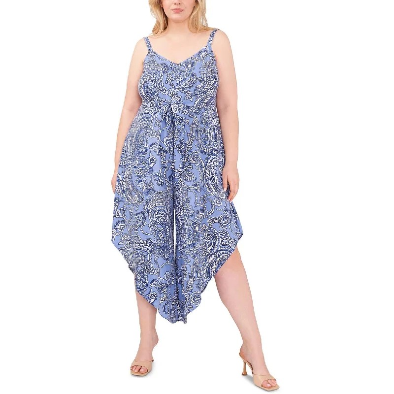 Vince Camuto Womens Plus Printed Ruffled Jumpsuit Bold Women's Statement