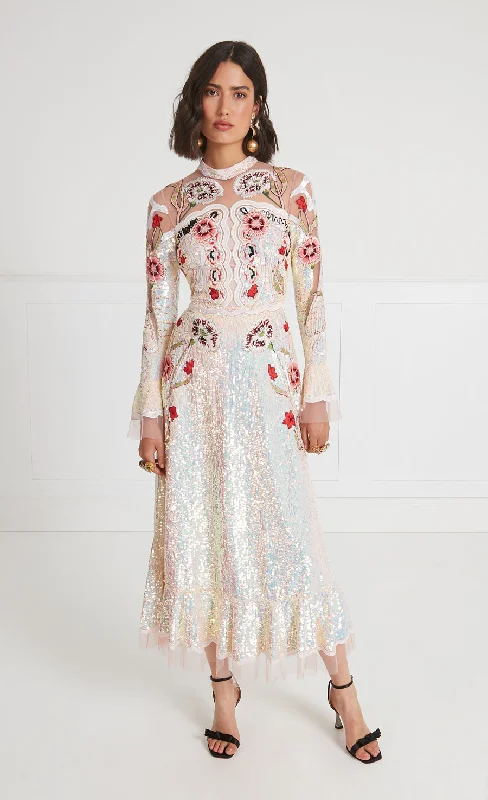 Remi Midi Show Dress - Iridescent Rose Street