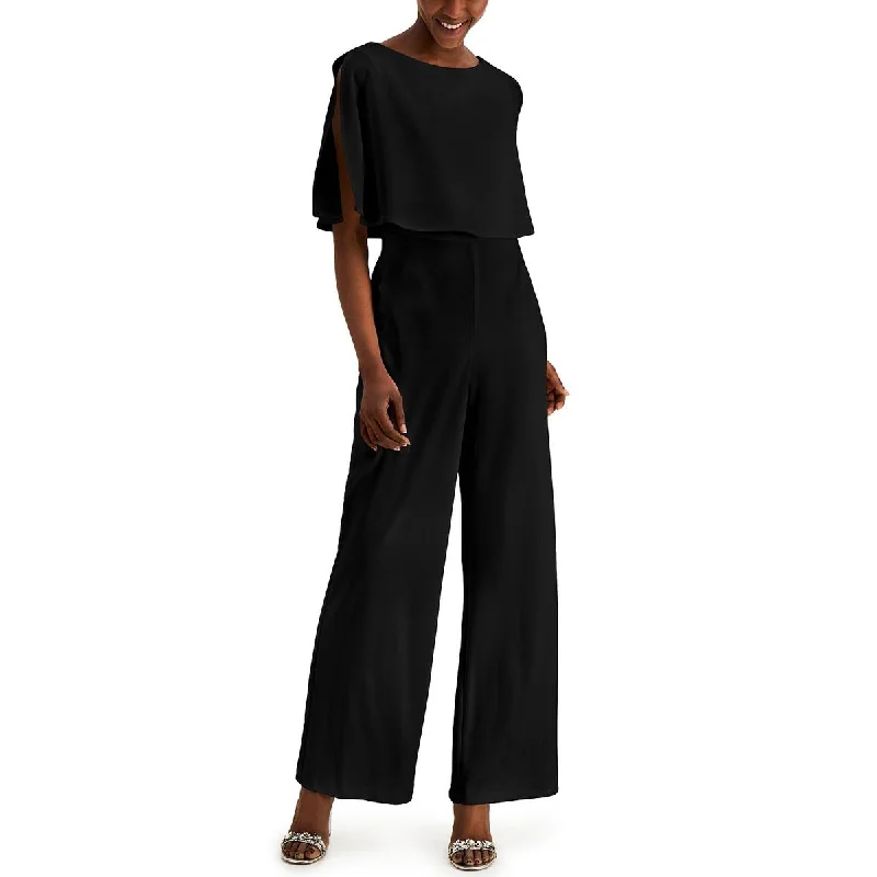Connected Apparel Womens Petites Popover Wide Leg Jumpsuit Edgy Women's Punk