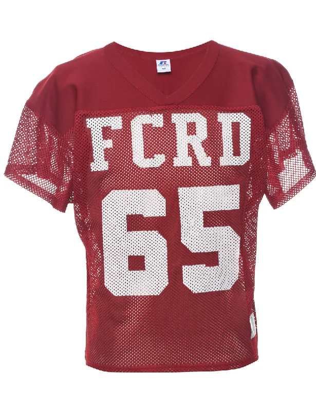 Russell Athletic Mesh Printed T-shirt - M Unique Women's Upcycled
