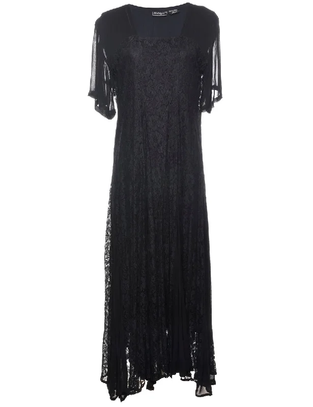 Black Classic Lace Evening Dress - L Cozy Women's Winter