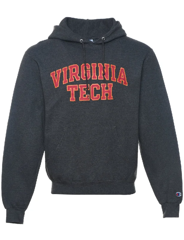 Champion Virginia Tech Grey & Red Embroidered Hoodie - S Classic Women's Pin - striped