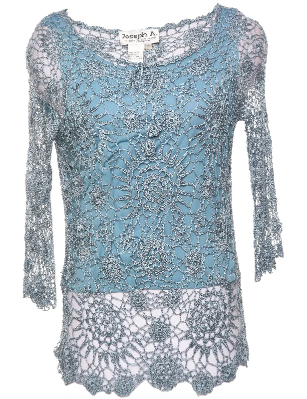 Crochet Blue Top - L Refined Women's 