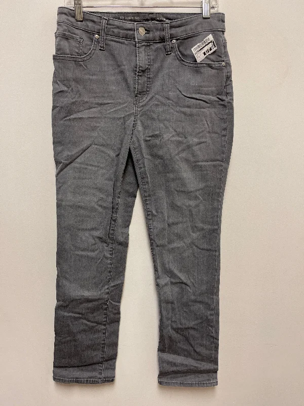 Jeans Straight By Chicos In Grey Denim, Size: 6 Feminine Women's Style 