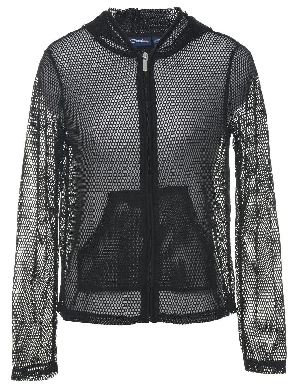 Hooded Black Sheer Jacket - M Relaxed Women's 
