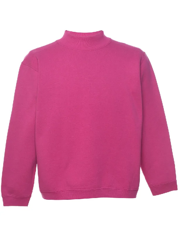 Pink Plain Sweatshirt - L Cozy Women's Sherpa - lined