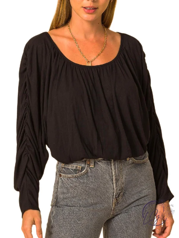 Out of The Blue Boat Neck Dolman Sleeve Blouse Traditional Women's Wool