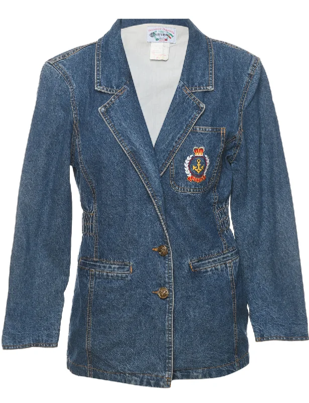 Medium Wash 1990s Embroidered Denim Jacket - M Youthful Women's Anime - inspired