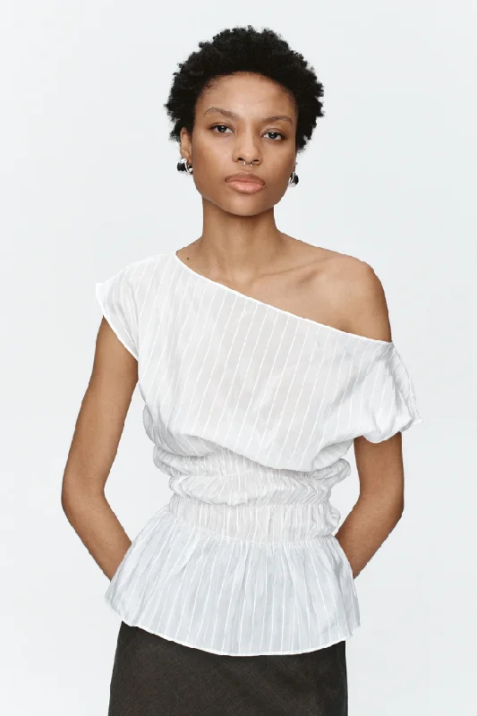 Aida Top Ivory Stripe Refined Women's Velvet