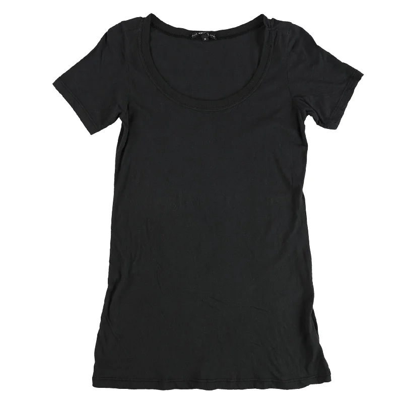 TRULY MADLY DEEPLY Womens Solid Scoop Neck Basic T-Shirt, Black, Medium Earthy Women's 