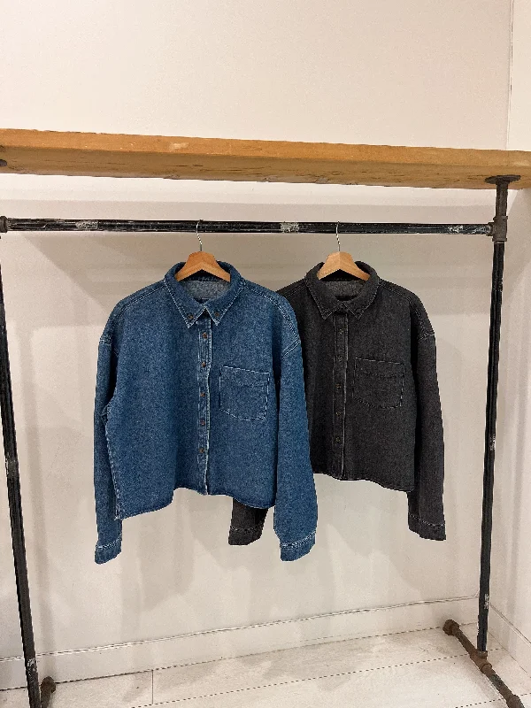 DAIRO Cropped denim shirt European